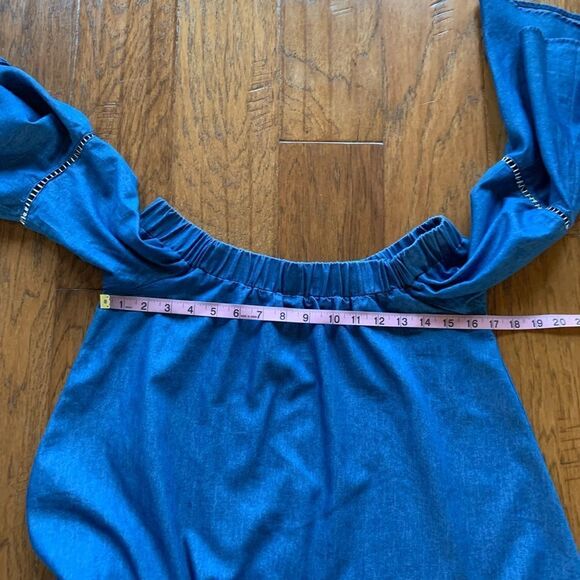 Denim Off Shoulder Top Bell Sleeves‎ - Picture 7 of 12